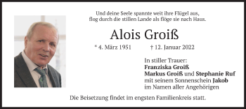 Traueranzeige von Alois Groiß von merkurtz