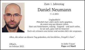 Traueranzeige von Daniel Neumann von merkurtz
