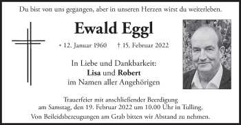 Traueranzeige von Ewald Eggl
