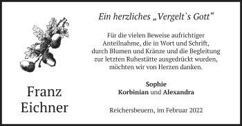 Traueranzeige von Franz Eichner von merkurtz