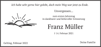 Traueranzeige von Franz Müller von merkurtz