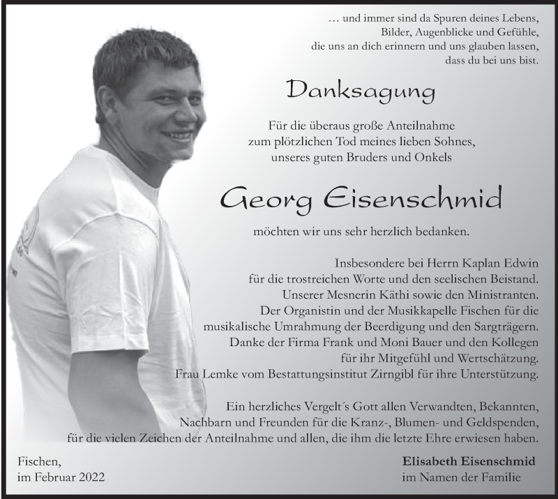  Traueranzeige für Georg Eisenschmid vom 16.02.2022 aus merkurtz