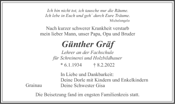 Traueranzeige von Günther Gräf von merkurtz