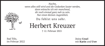 Traueranzeige von Herbert Kreuzer von merkurtz
