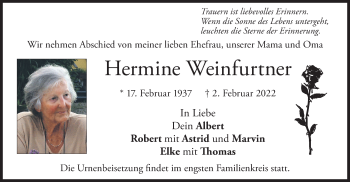 Traueranzeige von Hermine Weinfurtner