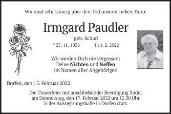 Traueranzeige von Irmgard Paudler von merkurtz