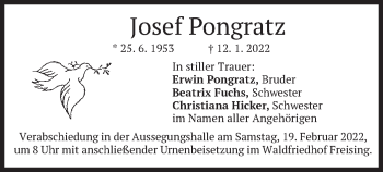 Traueranzeige von Josef Pongratz von merkurtz