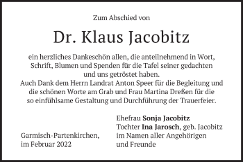 Traueranzeige von Klaus Jacobitz von merkurtz