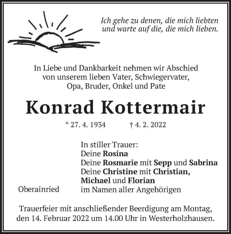  Traueranzeige für Konrad Kottermair vom 11.02.2022 aus merkurtz