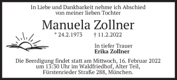 Traueranzeige von Manuela Zollner von merkurtz