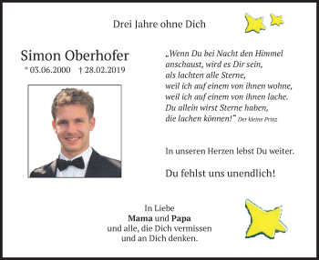 Traueranzeige von Simon Oberhofer von merkurtz