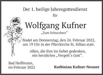 Traueranzeige von Wolfgang Kufner von merkurtz