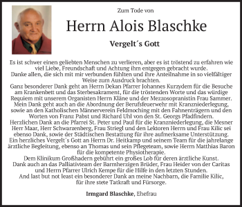 Traueranzeige von Alois Blaschke von merkurtz