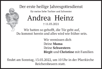 Traueranzeige von Andrea Heinz von merkurtz