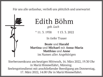 Traueranzeige von Edith Böhm von merkurtz