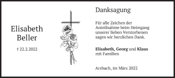 Traueranzeige von Elisabeth Beller von merkurtz