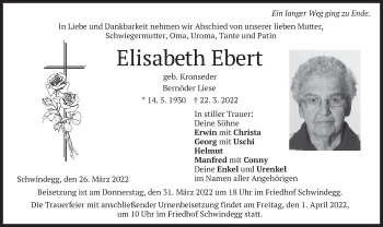 Traueranzeige von Elisabeth Ebert von merkurtz