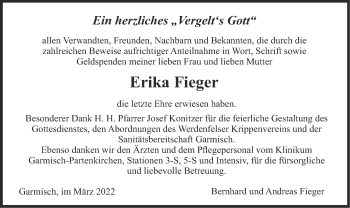 Traueranzeige von Erika Fieger von merkurtz