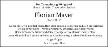 Traueranzeige von Florian Mayer von merkurtz