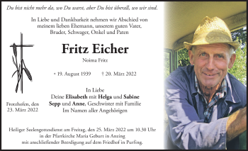 Traueranzeige von Fritz Eicher