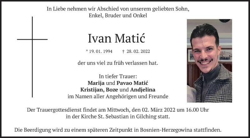  Traueranzeige für Ivan Matic vom 01.03.2022 aus merkurtz
