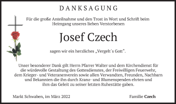 Traueranzeige von Josef Czech von merkurtz