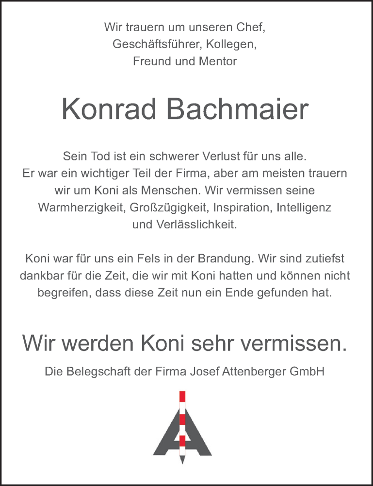  Traueranzeige für Konrad Bachmaier vom 16.03.2022 aus merkurtz