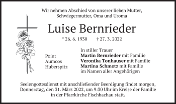 Traueranzeige von Luise Bernrieder von merkurtz