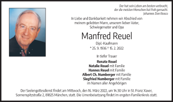 Traueranzeige von Manfred Reuel von merkurtz