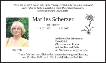 Traueranzeige von Marlies Scherzer von merkurtz