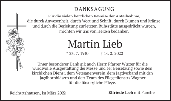 Traueranzeige von Martin Lieb von merkurtz