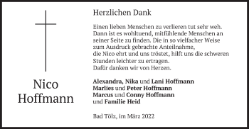 Traueranzeige von Nico Hoffmann von merkurtz