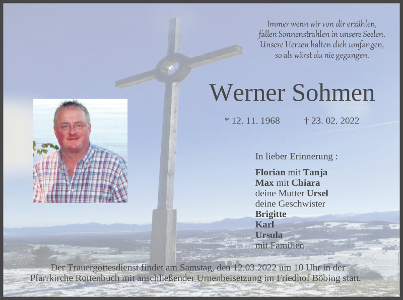  Traueranzeige für Werner Sohmen vom 09.03.2022 aus merkurtz