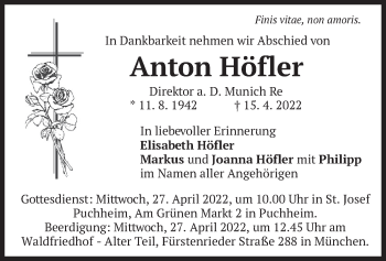 Traueranzeige von Anton Höfler von merkurtz