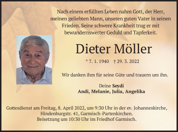 Traueranzeige von Dieter Möller von merkurtz