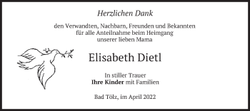 Traueranzeige von Elisabeth Dietl von merkurtz