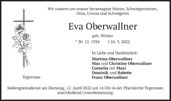 Traueranzeige von Eva Oberwallner von merkurtz