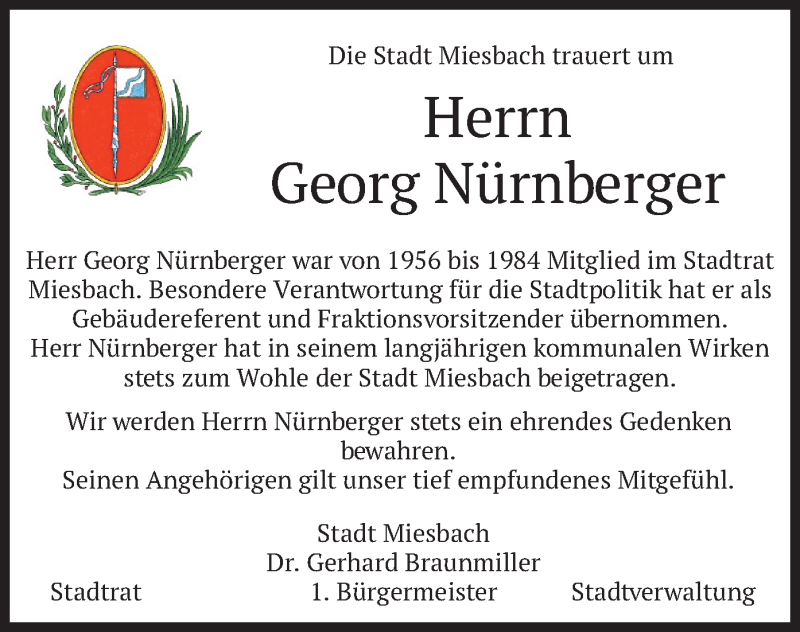  Traueranzeige für Georg Nürnberger vom 27.04.2022 aus merkurtz