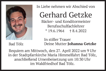 Traueranzeige von Gerhard Getzke von merkurtz