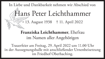 Traueranzeige von Hans Peter Leichthammer