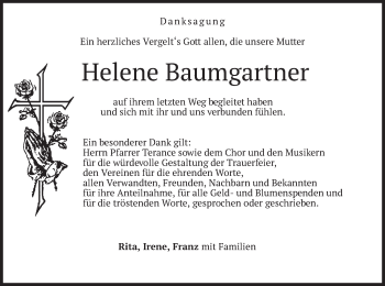 Traueranzeige von Helene Baumgartner von merkurtz