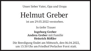 Traueranzeige von Helmut Greber von merkurtz