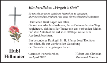 Traueranzeige von Hubi Hillmaier von merkurtz