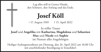 Traueranzeige von Josef Köll