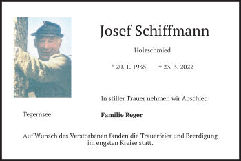 Traueranzeige von Josef Schiffmann von merkurtz