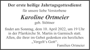 Traueranzeige von Karoline Ortmeier von merkurtz