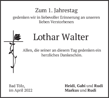 Traueranzeige von Lothar Walter von merkurtz