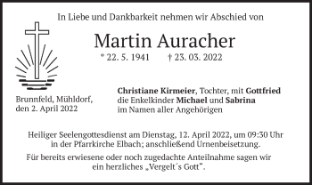 Traueranzeige von Martin Auracher von merkurtz