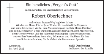 Traueranzeige von Robert Oberlechner von merkurtz