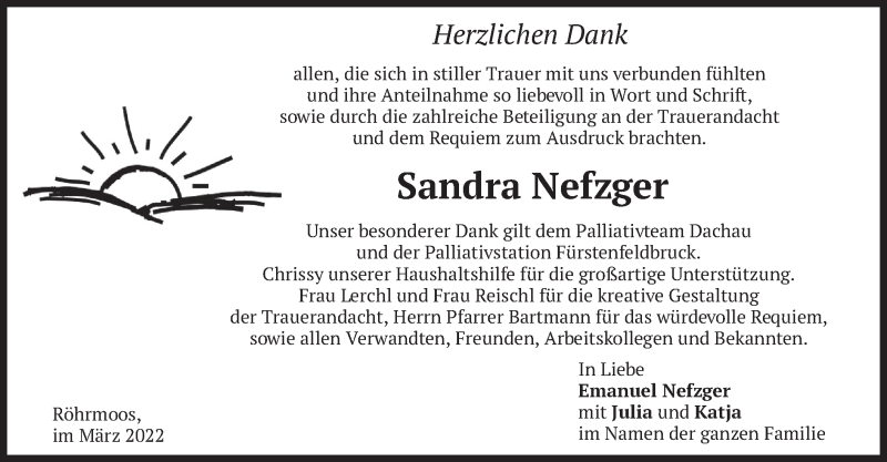  Traueranzeige für Sandra Nefzger vom 02.04.2022 aus merkurtz